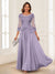 A-Line/Princess Scoop 3/4 Sleeves Chiffon Mother of the Bride Dresses with Applique