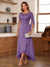 A-Line/Princess Scoop Asymmetrical  Mother of the Bride Dresses with Cape & Appliques