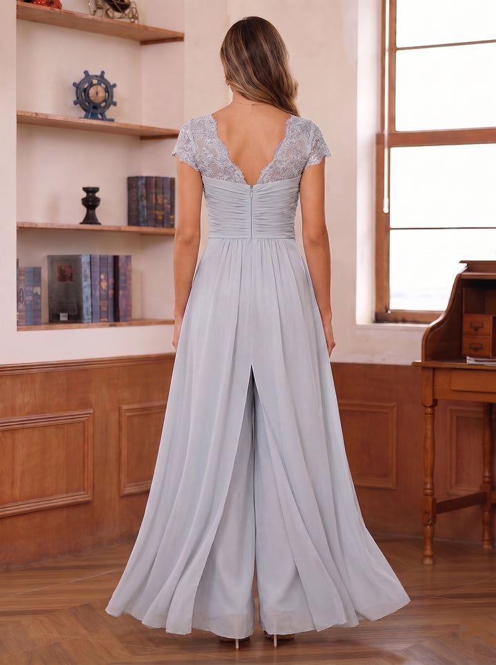 A-Line/Princess Sweetheart Short Sleeves Jumpsuits with Appliques