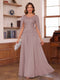 A-Line/Princess Illusion Scoop Chiffon Mother of the Bride Dresses with Appliques & Cape