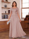 A-Line/Princess Illusion Scoop Chiffon Mother of the Bride Dresses with Appliques & Cape
