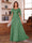 A-Line/Princess Illusion Scoop Chiffon Mother of the Bride Dresses with Appliques & Cape