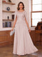 A-Line/Princess Illusion Scoop Chiffon Mother of the Bride Dresses with Appliques & Cape