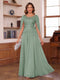 A-Line/Princess Illusion Scoop Chiffon Mother of the Bride Dresses with Appliques & Cape