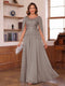 A-Line/Princess Illusion Scoop Chiffon Mother of the Bride Dresses with Appliques & Cape