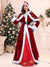 A-Line/Princess Long Sleeves Floor-Length Christmas Dresses with Attached Cape