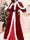 A-Line/Princess Long Sleeves Floor-Length Christmas Dresses with Attached Cape