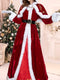 A-Line/Princess Long Sleeves Floor-Length Christmas Dresses with Attached Cape