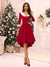 A-Line/Princess V-Neck Long Sleeves Knee-Length Christmas Dresses