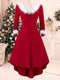 A-Line/Princess V-Neck Long Sleeves Knee-Length Christmas Dresses