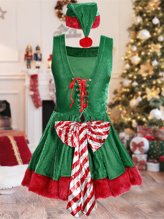 A-Line/Princess Square Neck Sleeveless Mini Christmas Dresses With Belt