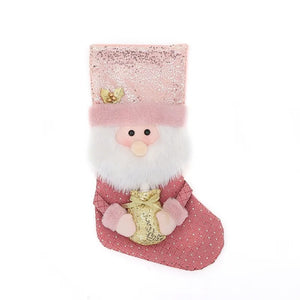 Classic Personalised 3D Decorate Christmas Stocking with Sequined Plush Decorations