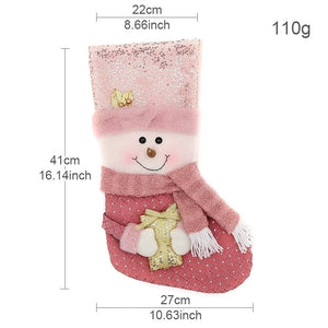 Classic Personalised 3D Decorate Christmas Stocking with Sequined Plush Decorations