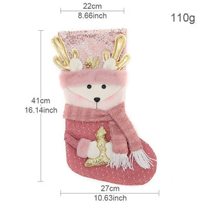 Classic Personalised 3D Decorate Christmas Stocking with Sequined Plush Decorations