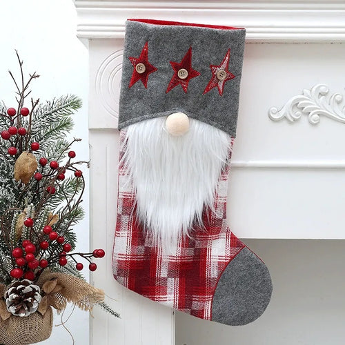 Classic Personalised 3D Decorate Christmas Stocking with Buttons