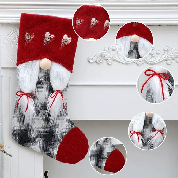 Classic Personalised 3D Decorate Christmas Stocking with Buttons