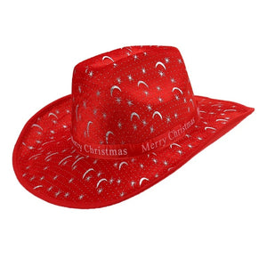 Red Printed Cowboy Christmas Hats