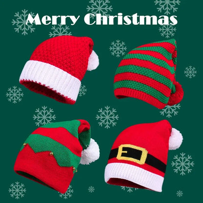 Knitted Pom Pom Elf Christmas Hats