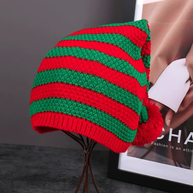 Knitted Pom Pom Elf Christmas Hats