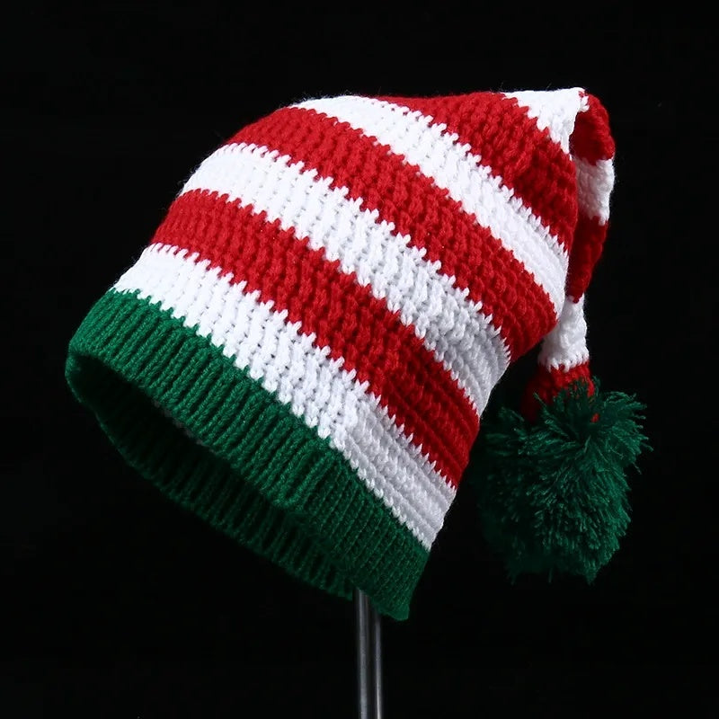 Knitted Pom Pom Elf Christmas Hats