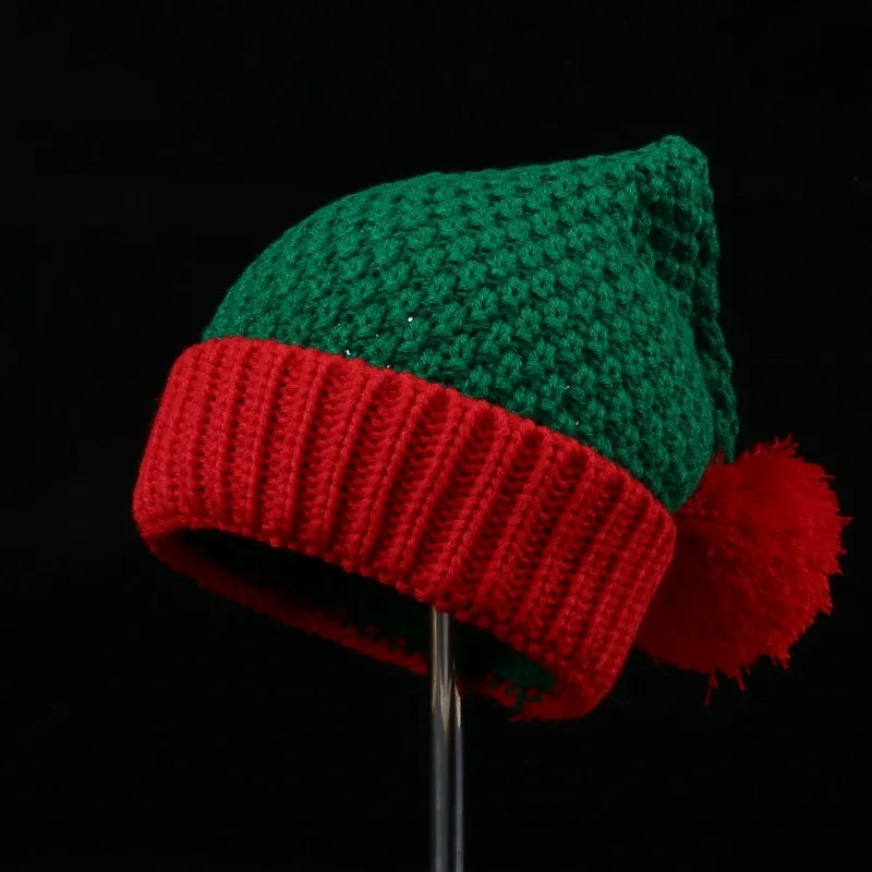 Knitted Pom Pom Elf Christmas Hats