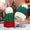 Knitted Christmas Hat in Red and Green with White Pom-Pom