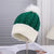 Knitted Christmas Hat in Red and Green with White Pom-Pom