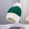 Knitted Christmas Hat in Red and Green with White Pom-Pom