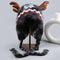 Heavyweight Snowflake Jacquard Knit Christmas Hat with 3D Antlers