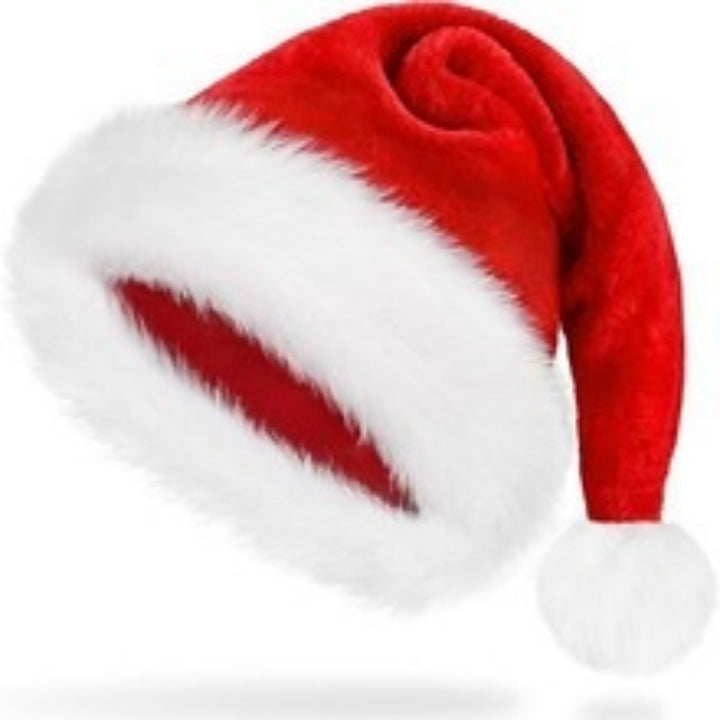 Thickened Red Christmas Hat Headwear with White Pom-poms