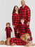 Lapel Collar Button-Front Black Red Plaid Print Christmas Pajamas Family Set