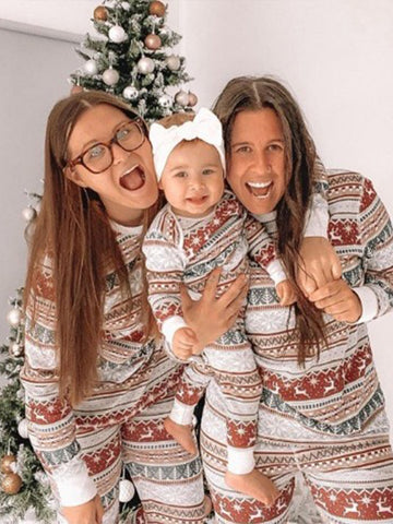 Matching Family Christmas Pajama Set with Red & Green Color-Block