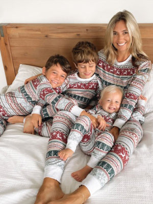 Matching Family Christmas Pajama Set with Red & Green Color-Block