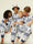 Family Cotton Crew Neck Christmas Pajama Set in White with Blue Print