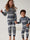 Crew Neck Matching Family Christmas Pajama Set With Blue Print
