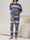 Crew Neck Matching Family Christmas Pajama Set With Blue Print