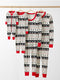Crew Neck Christmas Pajama Matching Family Set With Blue Print