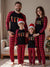 Crew Neck Red Black Plaid Christmas  Pajamas Family Set With Christmas Sock Print
