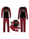 Crew Neck Red Black Plaid Christmas  Pajamas Family Set With Christmas Sock Print