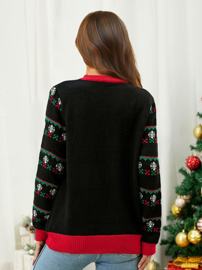 Knitted Pullover Crewneck Rib Knit Christmas Sweater