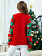 Knitted Pullover Crewneck Rib Knit Reindeer Jacquard Christmas Sweater With Scarf