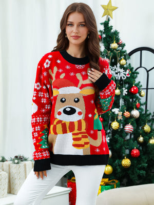 Knitted Pullover Crewneck Rib Knit Christmas Sweater