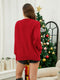 Pullover Crewneck Rib Knit Reindeer Jacquard Christmas Sweater