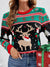 Knitted Pullover Crewneck Rib Knit Reindeer Jacquard Christmas Sweater