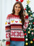 Pullover Crewneck Rib Knit Snowflake Color-Blocked Christmas Sweater