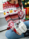 Pullover Crewneck Rib Knit Snowflake Color-Blocked Christmas Sweater