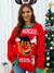 Crewneck Pullover Rib Knit Cartoon Jacquard Christmas Sweater