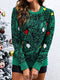 Crewneck Pullover Rib Knit Snowflake Jacquard Christmas Sweater