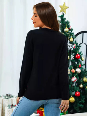Crewneck Pullover Christmas Sweater with Allover Dog Jacquard Pattern