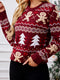 Thickened knit Cartoon Jacquard Crewneck Pullover Rib Christmas Sweater